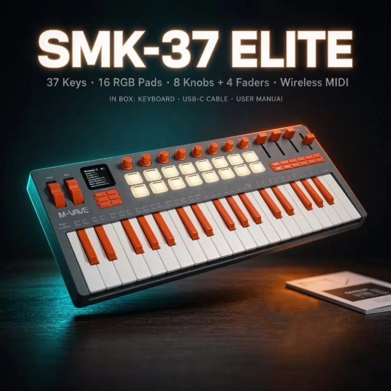 Midi Controller Pad - M-VAVE SMK-37 Keyboard MIDI Elite, 37