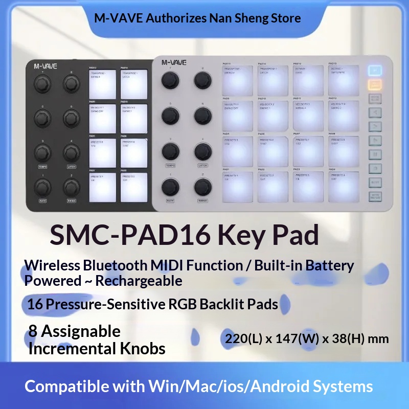 M Vave Smc Pad16 Wireless Midi - Midi Controller Pad ulasan dan harga